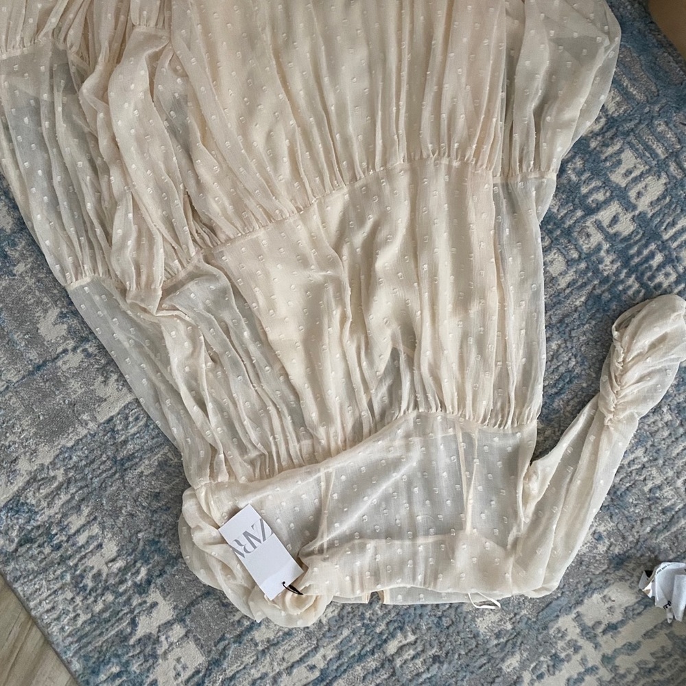 Zara White Swiss Dot Maxi Dress - Picture 15 of 15